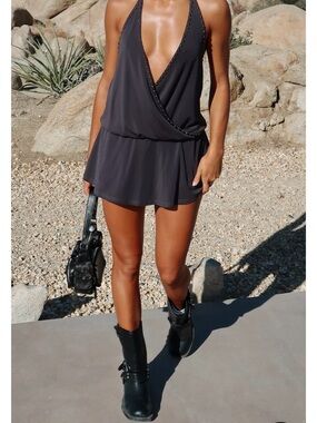 NWT White Fox Favourite Moment Mini Dress XS Charcoal